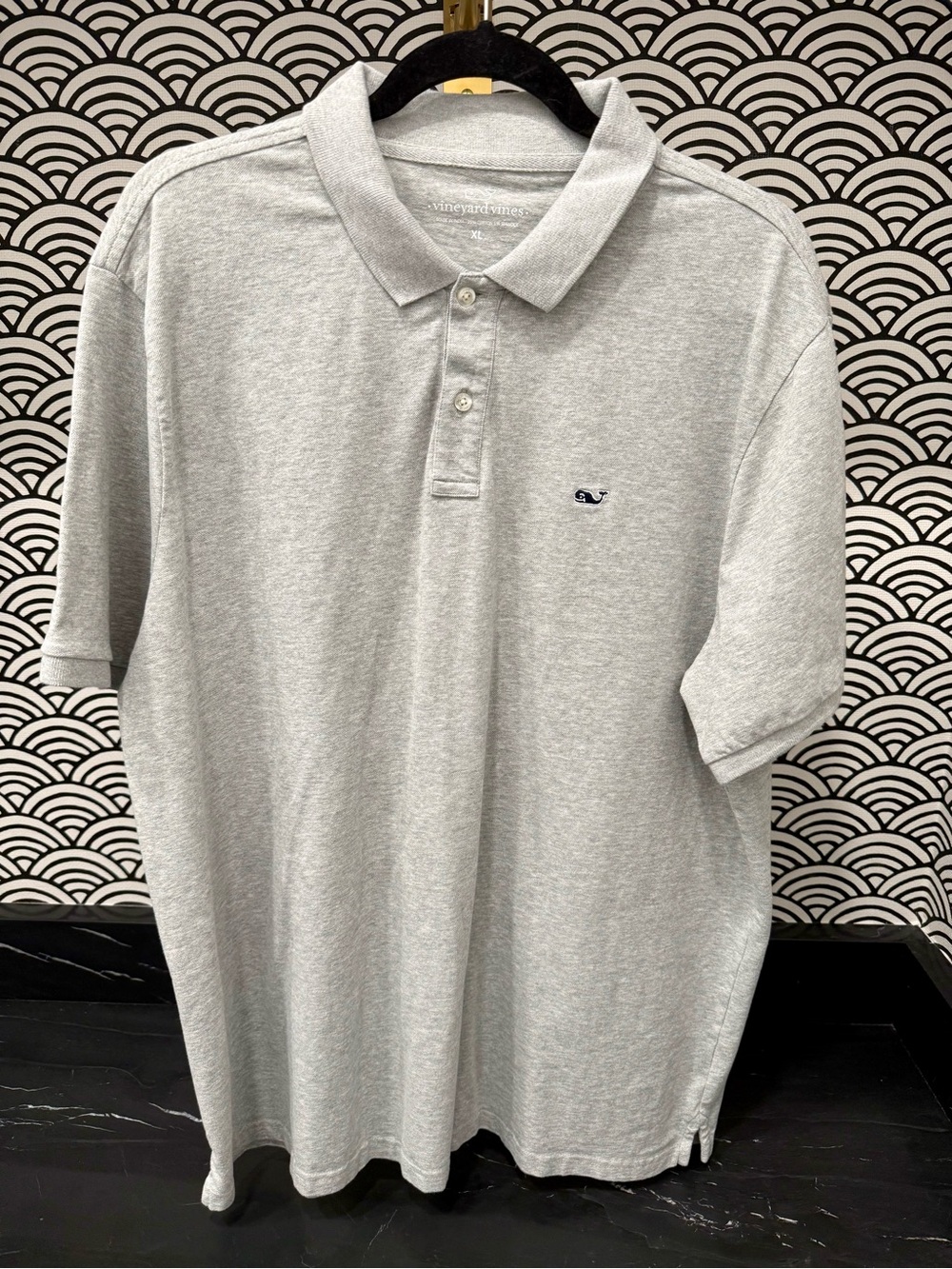 Vineyard Vines Light Gray Men’s Polo with Whale Logo